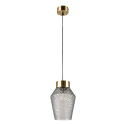 Suspension Acerola verre sculpté IP20 E27 60W H.28 x Ø19 cm fumé Corep