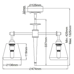 Suspension Agatha 3 lumières - Chrome poli
