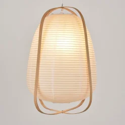 Suspension Akemi IP20 E27 40W H.47 x Ø36 cm papier japonais, bambou, blanc Corep