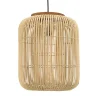 Suspension "allongée" 35x35cm rotin couleur naturelle et teck