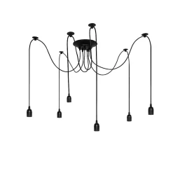 Suspension araignée Aranea 6xE27 Lampe suspendue rétro lampe araignée noire EDO777189