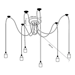 Suspension araignée Aranea 6xE27 Lampe suspendue rétro lampe araignée noire EDO777189