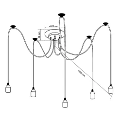 Suspension araignée Aranea 5xE27 noire plafonnier avec douille E27 EDO777188