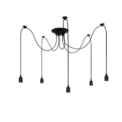 Suspension araignée Aranea 5xE27 noire plafonnier avec douille E27 EDO777188