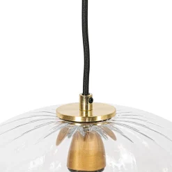 Suspension Art Déco dorée avec verre rond 3 lumières - Ayesha