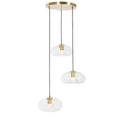Suspension Art Déco dorée avec verre rond 3 lumières - Ayesha