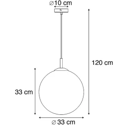 Suspension Art Déco en laiton avec verre bleu océan 33 cm - Pallon