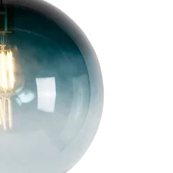 Suspension Art Déco en laiton avec verre bleu océan 33 cm - Pallon