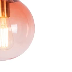 Suspension Art Déco en laiton avec verre rose 20 cm - Pallon