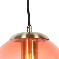 Suspension Art Déco en laiton avec verre rose 20 cm - Pallon