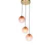 Suspension Art Déco en laiton 45 cm 3 lumières rose - Pallon