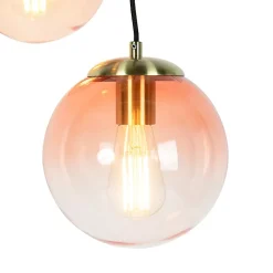 Suspension Art Déco en laiton 45 cm 3 lumières rose - Pallon