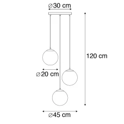 Suspension Art Déco en laiton 45 cm 3 lumières rose - Pallon