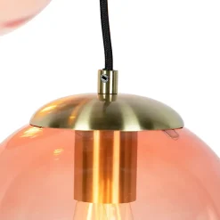 Suspension Art Déco en laiton 45 cm 3 lumières rose - Pallon