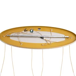 Suspension Art Déco Laiton avec Plaque de Plafond Ovale et Verre Ambré 6 Lumières - Douglass