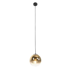 Suspension Art Déco noire avec verre doré 20 cm - Pallon