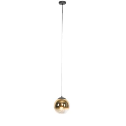 Suspension Art Déco noire avec verre doré 20 cm - Pallon