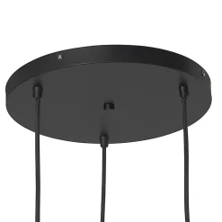 Suspension Art Déco noire avec verre fumé 3 lumières ronde - Busa