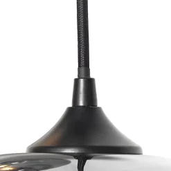 Suspension Art Déco noire avec verre fumé 3 lumières ronde - Busa