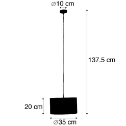 Suspension avec abat-jour en velours vert avec or 35 cm - Combi
