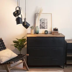 Suspension Bil - métal - noir & doré H83 cm - Atmosphera