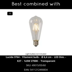 Suspension BODO en placage de bois avec 1xE27 - Bois clair - Lucide