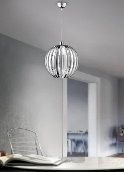 Suspension boule 1xE27 chrome, diamètre 40cm, H150cm - Trio - Zucca