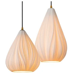 Suspension Cinzia en porcelaine blanc 4 lampes IP20 4 x E27 160W Ø55,5 x 154cm Lucide