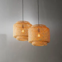 Suspension Clure bambou naturel E27 42W IP20 Ø45cm GoodHome