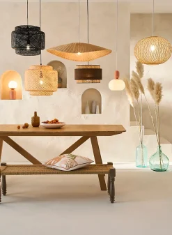 Suspension Clure bambou noir E27 42W IP20 Ø45cm GoodHome