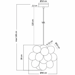 Suspension contemporaine à 17 verres ambrés - Bartali