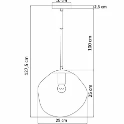 Suspension contemporaine à fossettes en verre ambré - Nourot