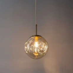 Suspension contemporaine à fossettes en verre ambré - Nourot