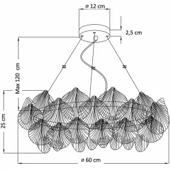 Suspension coquillage en verre structure dorée - Amanda
