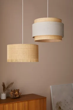 Suspension cylindre E27/100W H20cm Ø38 cm Ibiza raphia Corep
