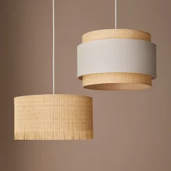 Suspension cylindre E27/100W H20cm Ø38 cm Ibiza raphia Corep