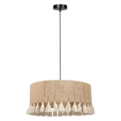 Suspension cylindrique métal coton Charlotte noire beige