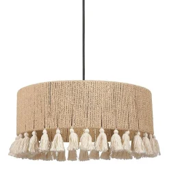 Suspension cylindrique métal coton Charlotte noire beige