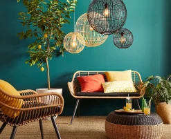 Suspension Dacite GoodHome noir l.48 cm IP20 E27