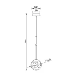 Suspension décorative G9 1x10W en verre et métal doré