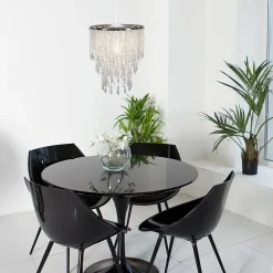 Suspension décorative 'KIRA', lustre moderne en métal et plastique clair/transparent, avec douille E27 et un D: de 22,5 cm
