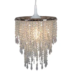 Suspension décorative 'KIRA', lustre moderne en métal et plastique clair/transparent, avec douille E27 et un D: de 22,5 cm