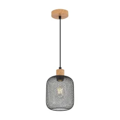 Suspension décorative 1xE27 23W IP20 - Noir et bois