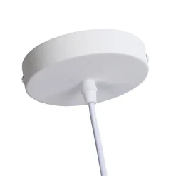 Suspension de Plafond Style Nordique en Aluminium Blanc avec Détails en Bois - Douille E27 pour Salon Salle à Manger.