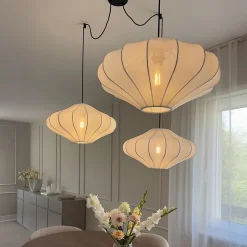 Suspension design blanche 50 cm 3 lumières - Plu