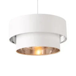 Suspension Design Douille E27 60w En Métal Et Textile Diamètre 40 Cm Blanc Argenté lux.pro