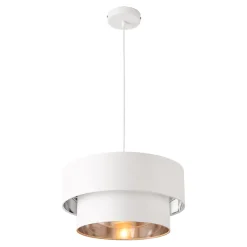 Suspension Design Douille E27 60w En Métal Et Textile Diamètre 40 Cm Blanc Argenté lux.pro