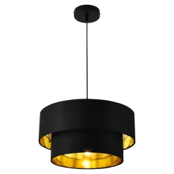 Suspension Design Douille E27 60w En Métal Et Textile Diamètre 40 Cm Noir Doré lux.pro