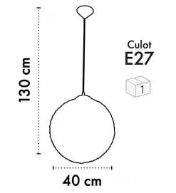 Suspension design Eros 130cm réglable métal noir et rotin LED