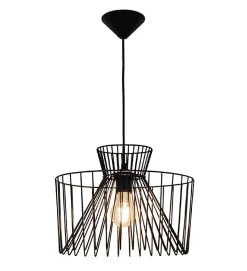 Suspension design Glascow XL 120cm réglable métal noir compatible LED